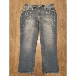Crown & Ivy Girlfriend Jeans 12R | Rhinestone Embellished Bling Denim Y2K Glam